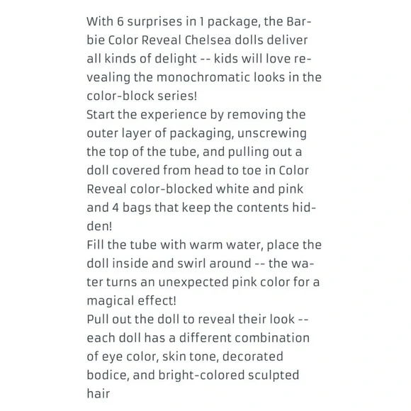 Barbie COLOR REVEAL COLOR BLOCK SERIES & SAND & SUN SERIES CHELSEA DOLLS - Picture 9 of 15